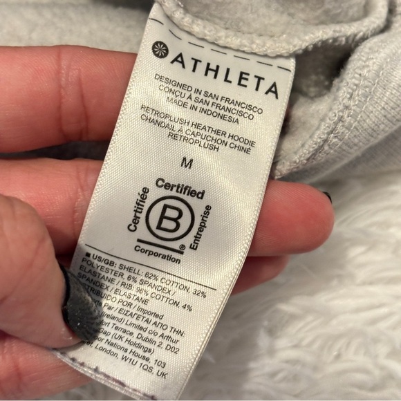 Athleta Retroplush Hoodie Womans’s Gray Sweatshirt Size Medium - Picture 8 of 12